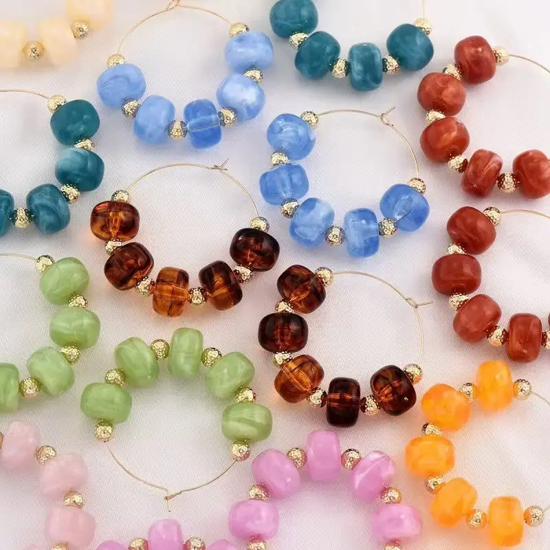 Boho Resin Beaded Hoop arrings