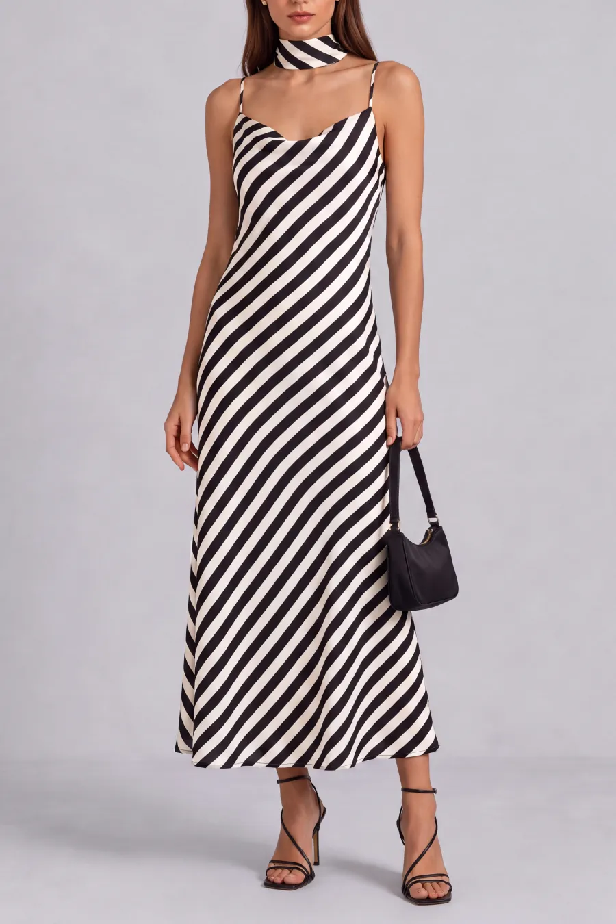 Spaghetti Strap Striped Midi Dress