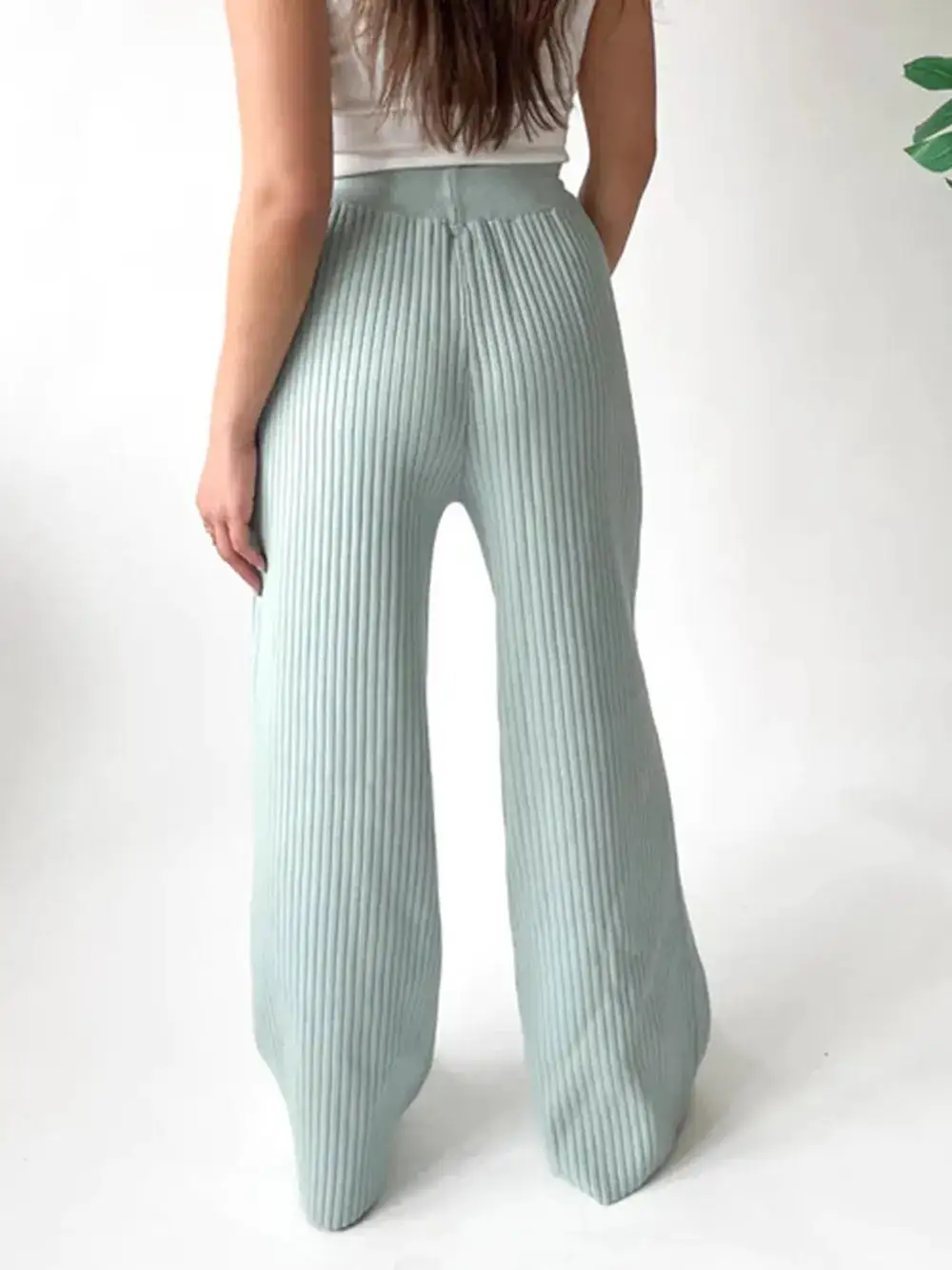 Wide Leg Ribbed Pants