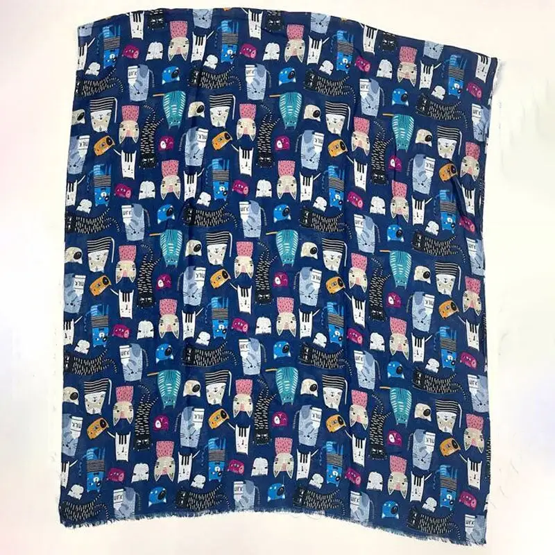 Playful Cat Print Scarf