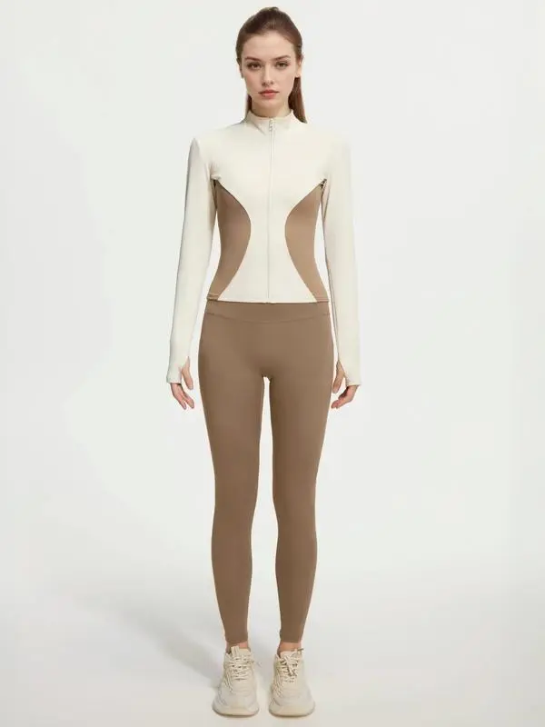 Women's Breathable Quick-Dry Active Set – Zip Jacket & High-Waist Leggings