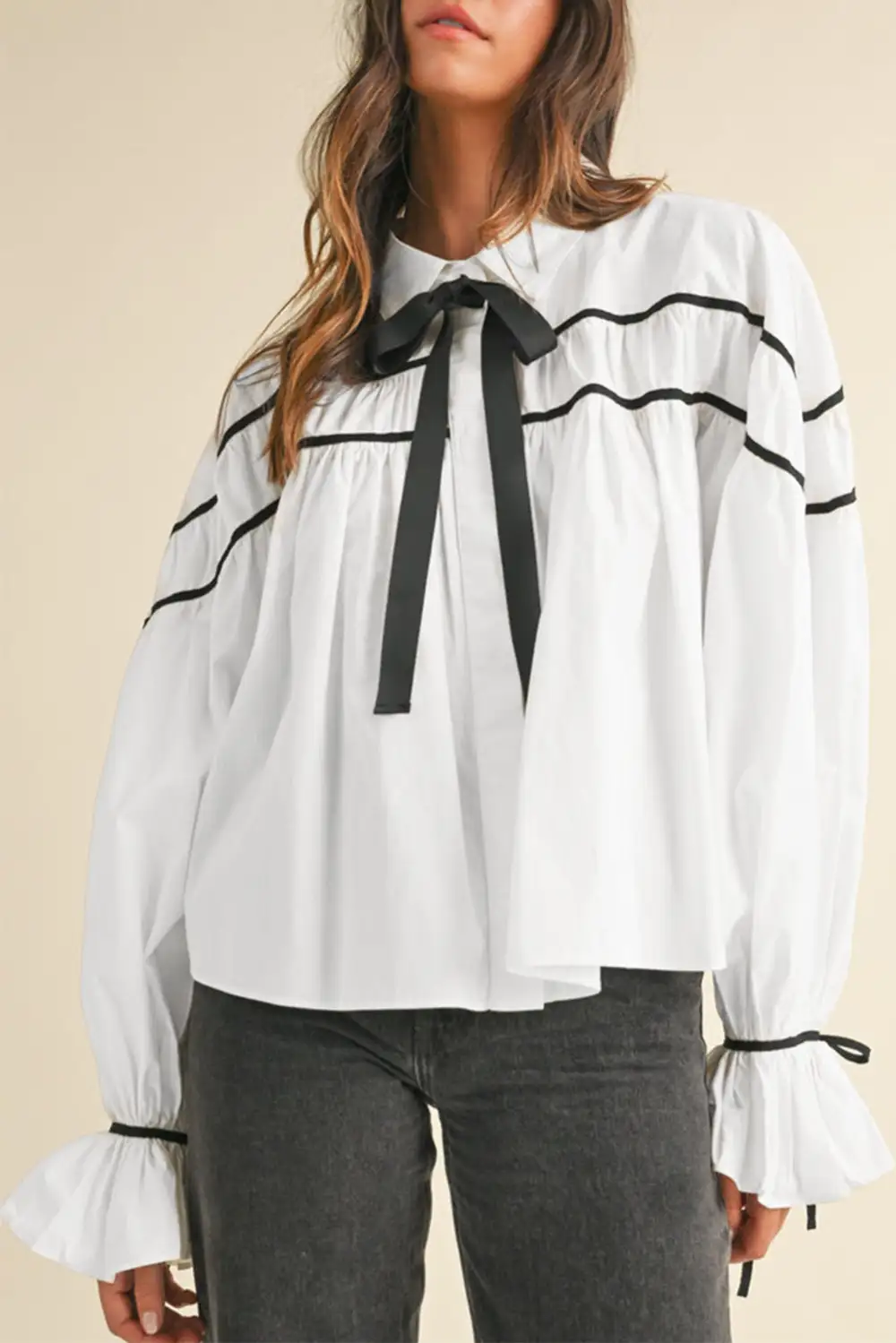 Ruffle Sleeve Puff Sleeve Casual Shirt