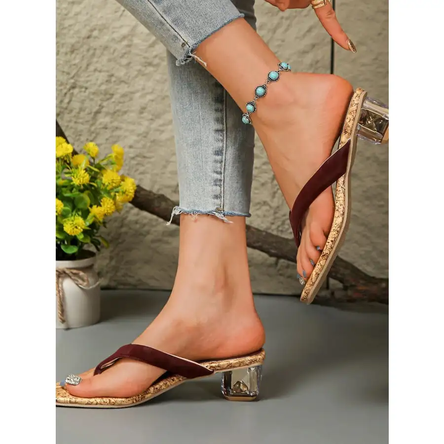 Toe Post Block Heels Sandals