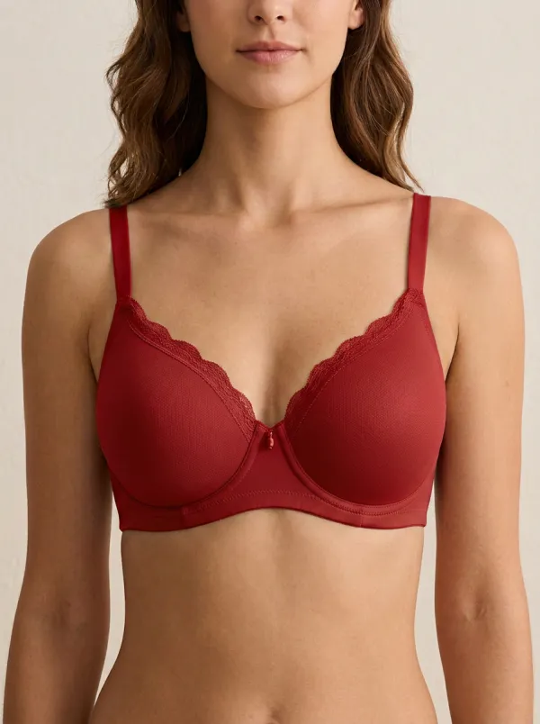 Women's Sage Green Lace Trimmed Underwire Bra Top