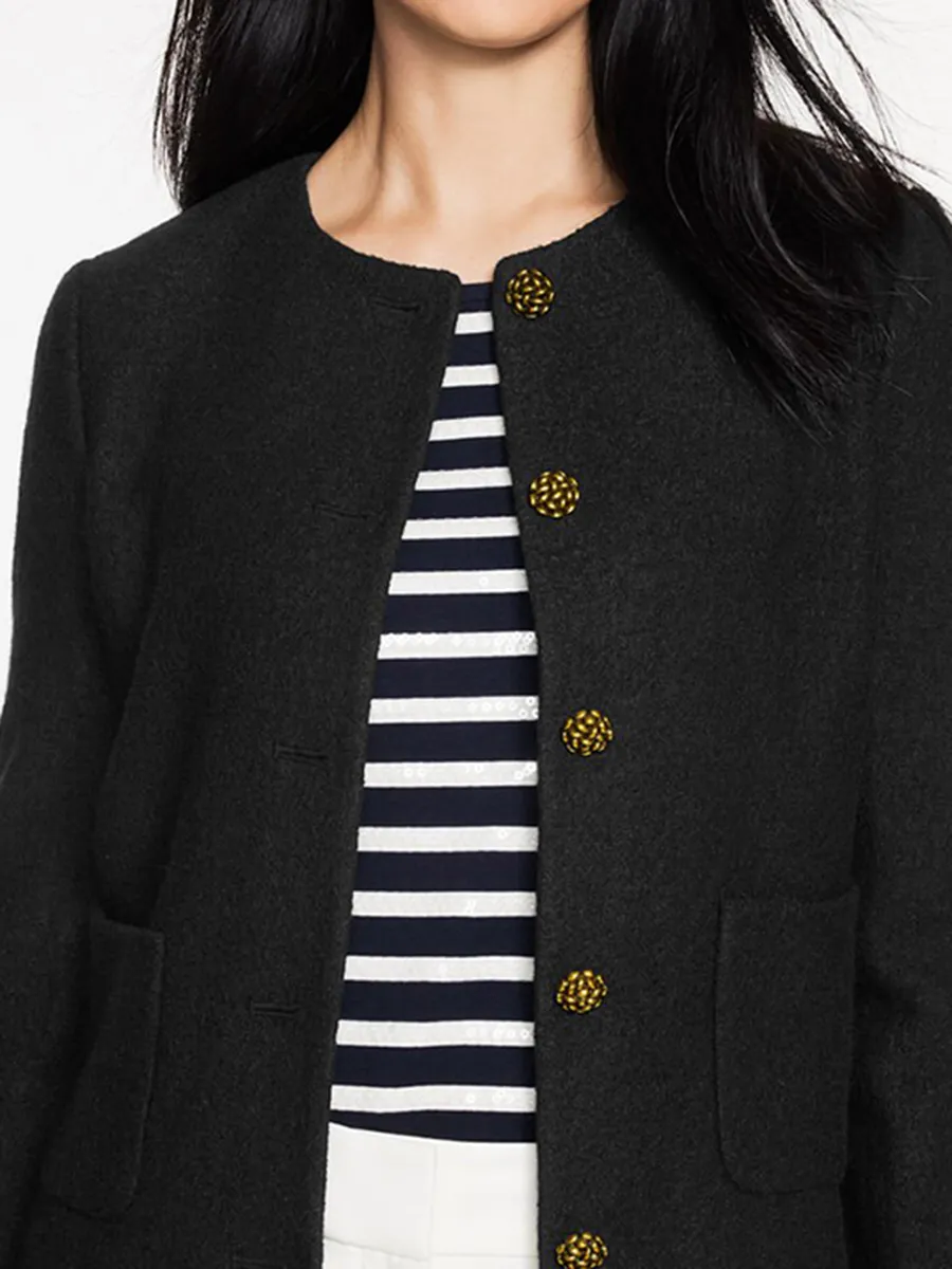 Women's Stylish Wool Buttoned Short Coat