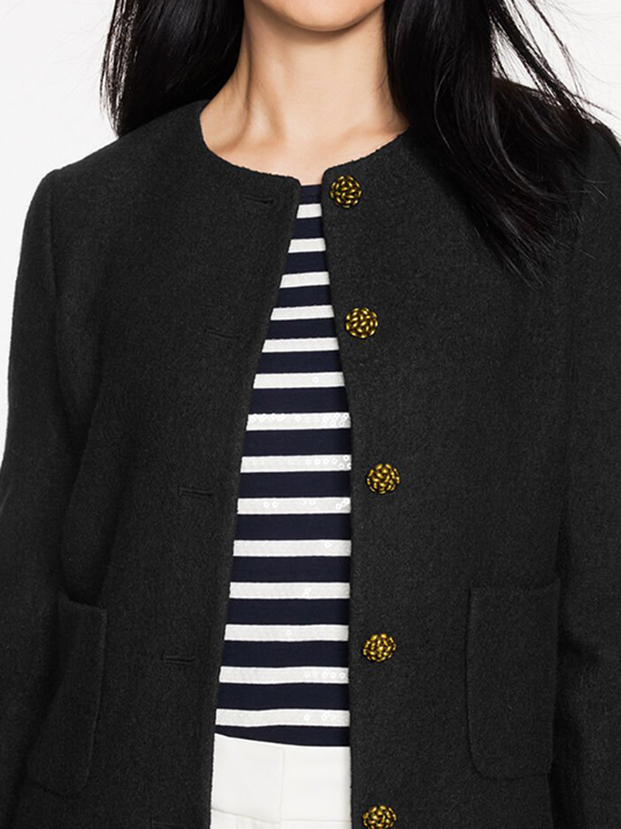 Women's Stylish Wool Buttoned Short Coat