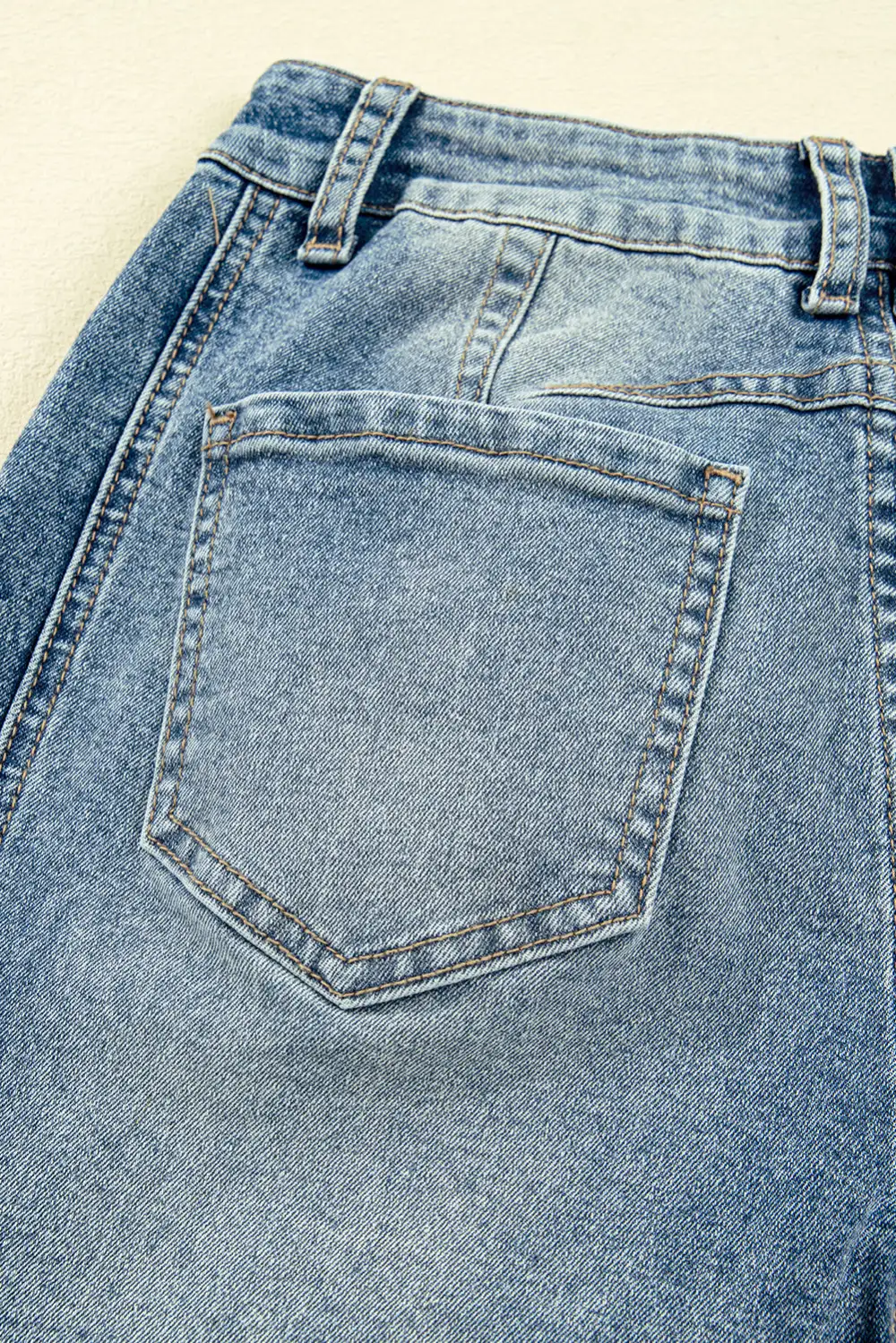 Seam Detail Washed Denim Jeans
