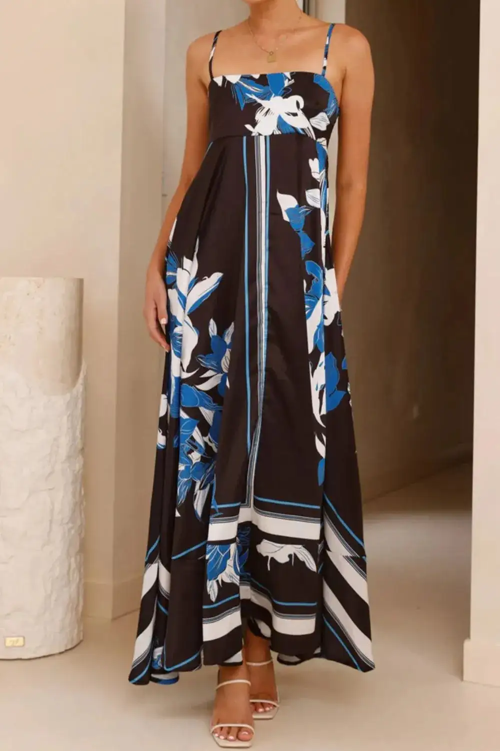 Printed Square Neck Maxi Dress