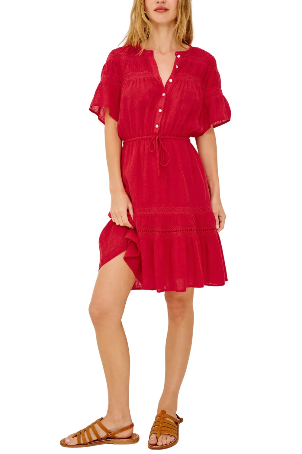 Linen Lace Mini Dress