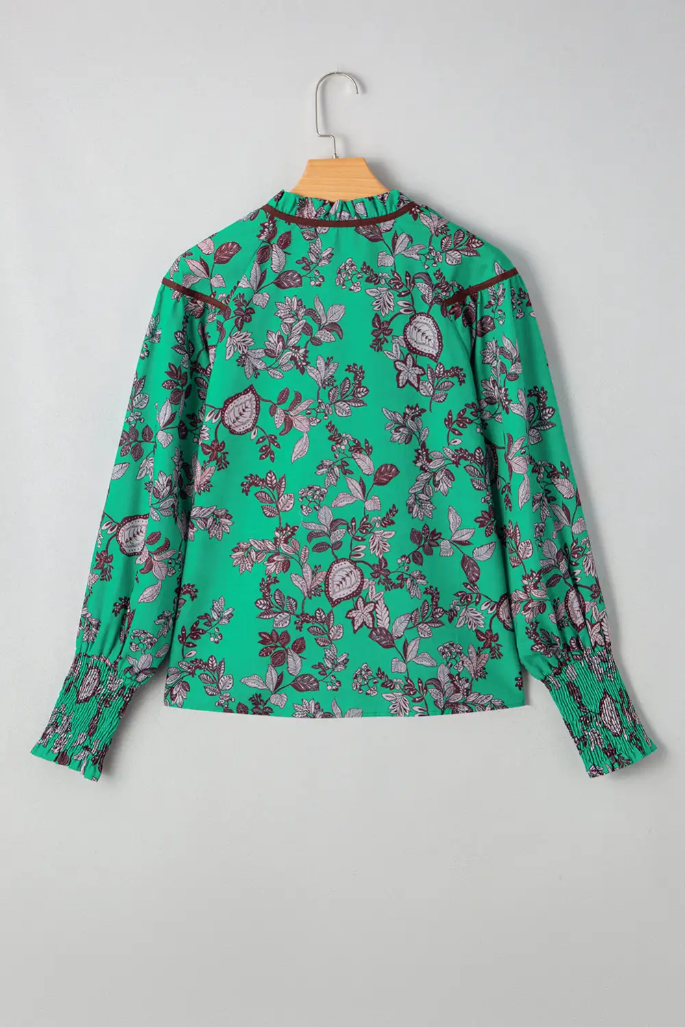 Floral Shirred V-Neck Blouse
