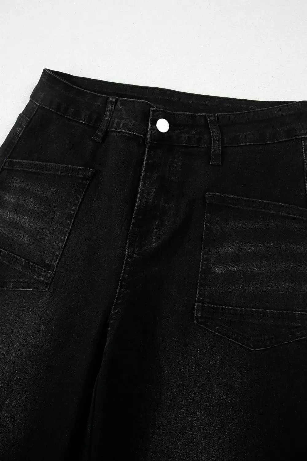 Washed Straight Leg Denim Jeans
