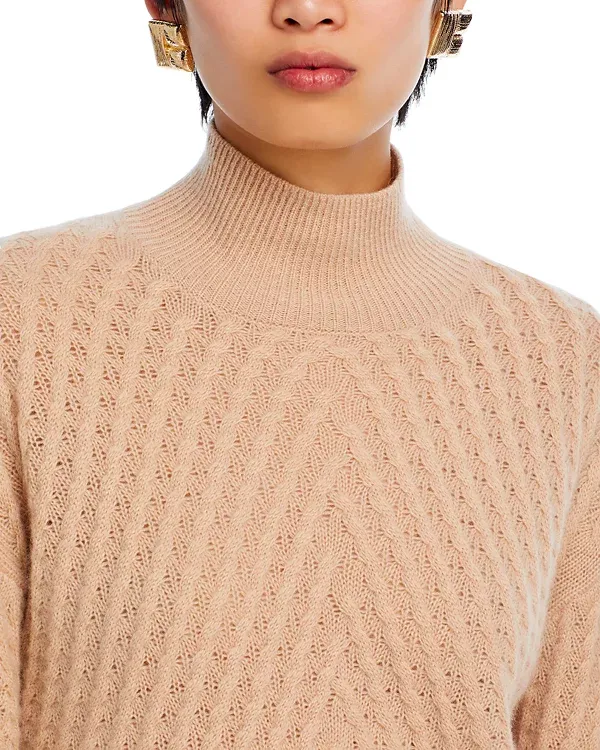 Drop Shoulder Waffle Mock Neck Sweater