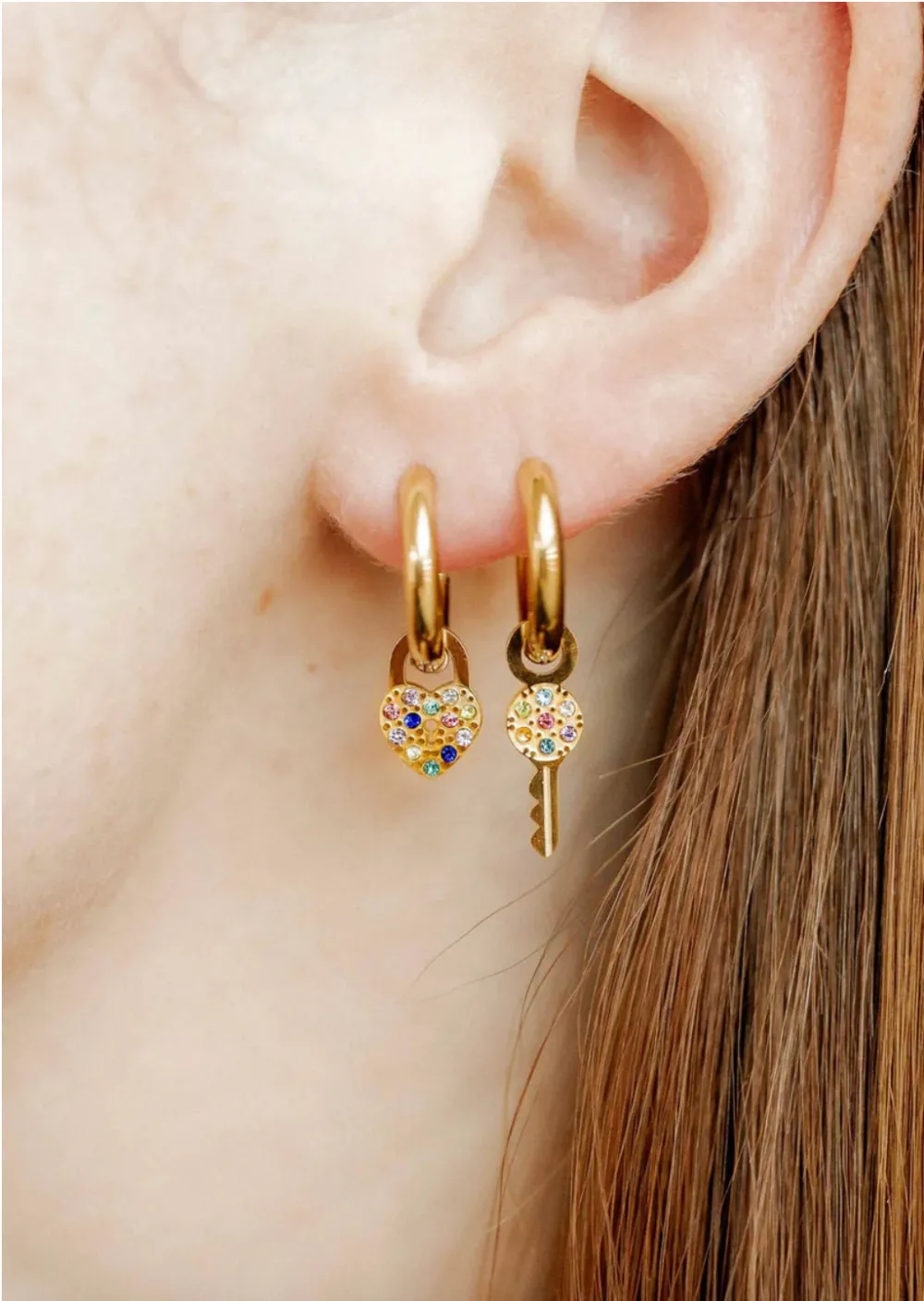 Lock and Key Huggie Earrings
