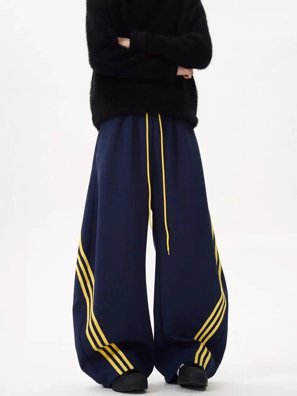 Men's Plus Size Wide Leg Striped Track Pants