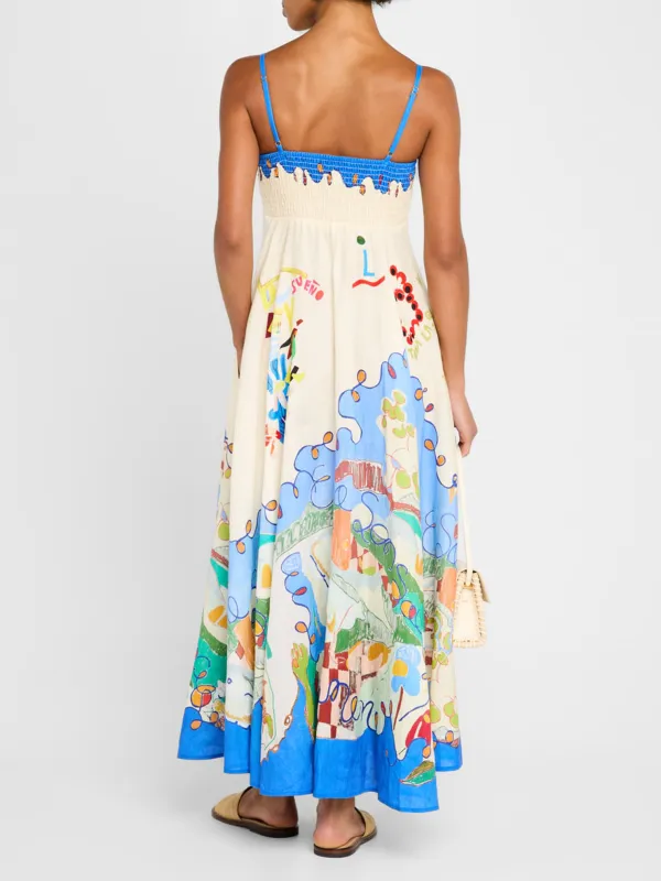 Art Island Floral Print Flared Midi Dress