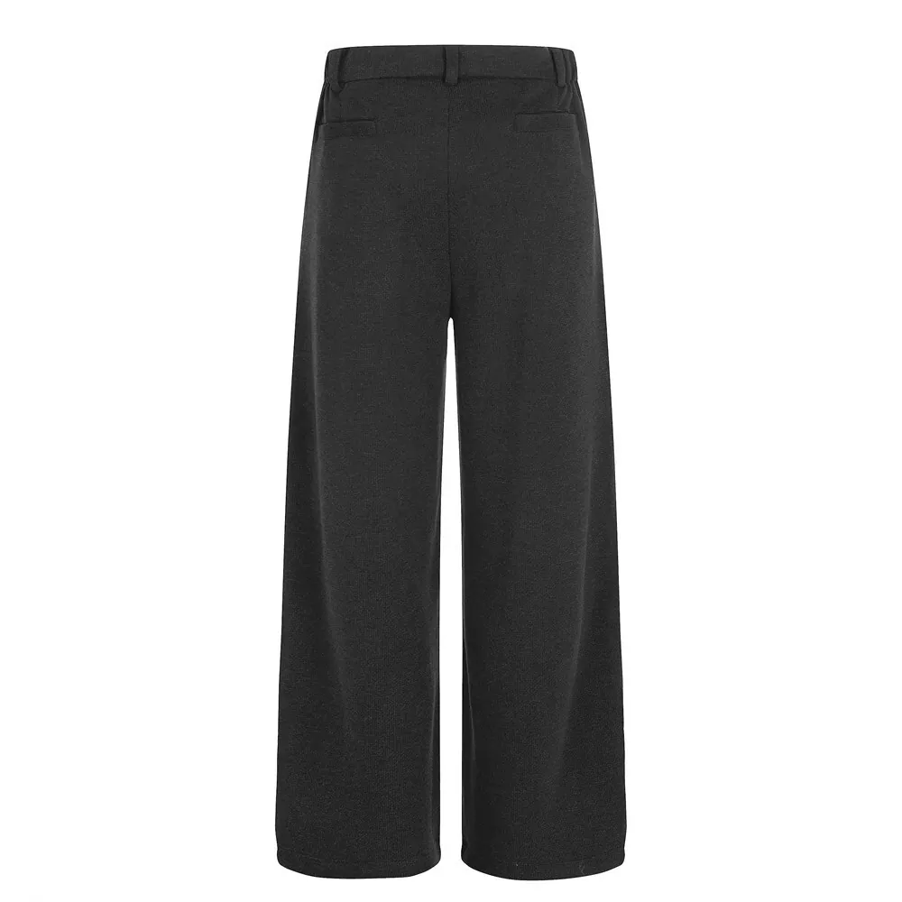 Vintage-Inspired Pleated Button Casual Pants