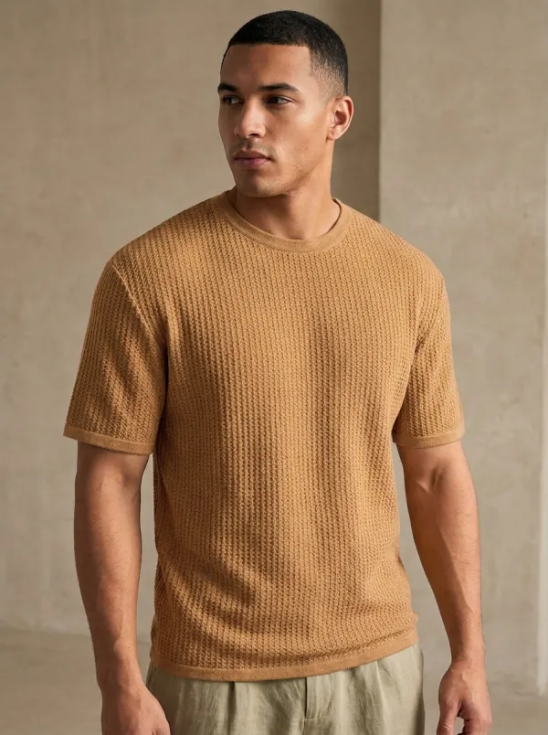 Men's Crew-Neck Textured Knit T-Shirt