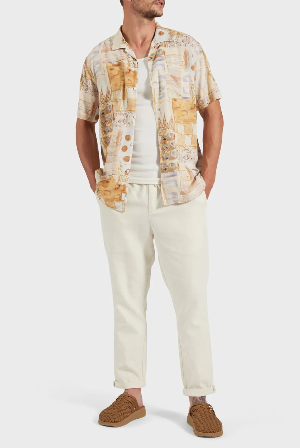 Vintage Inspired Print Short Sleeve Shirt