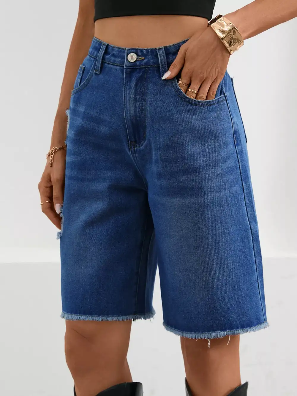 Raw Hem Frayed Hem Frayed Ripped Shorts