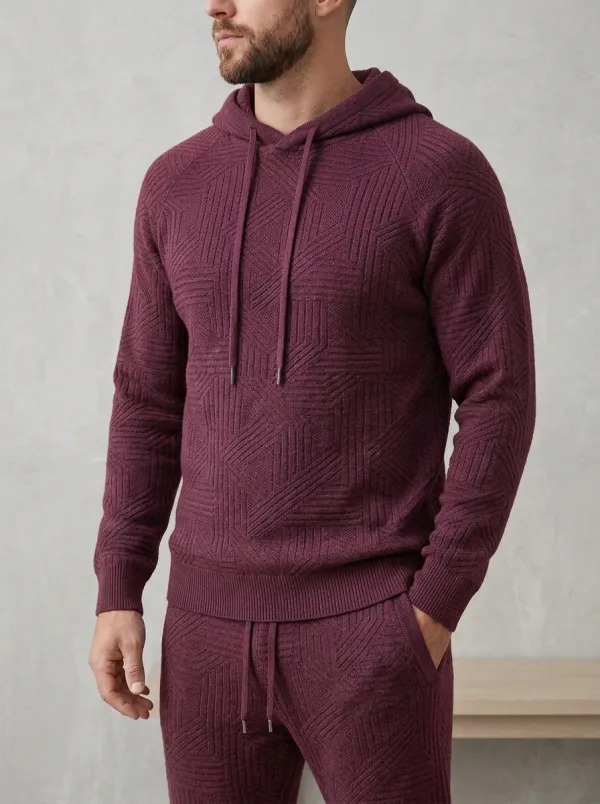 Hooded Jogger Men's Knit Hoodie Jogger Set