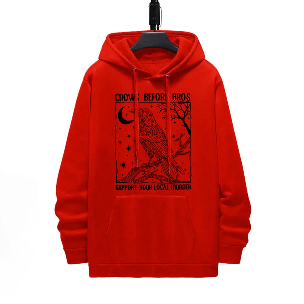 Crows Before Bros Pattern Printed Hoodie