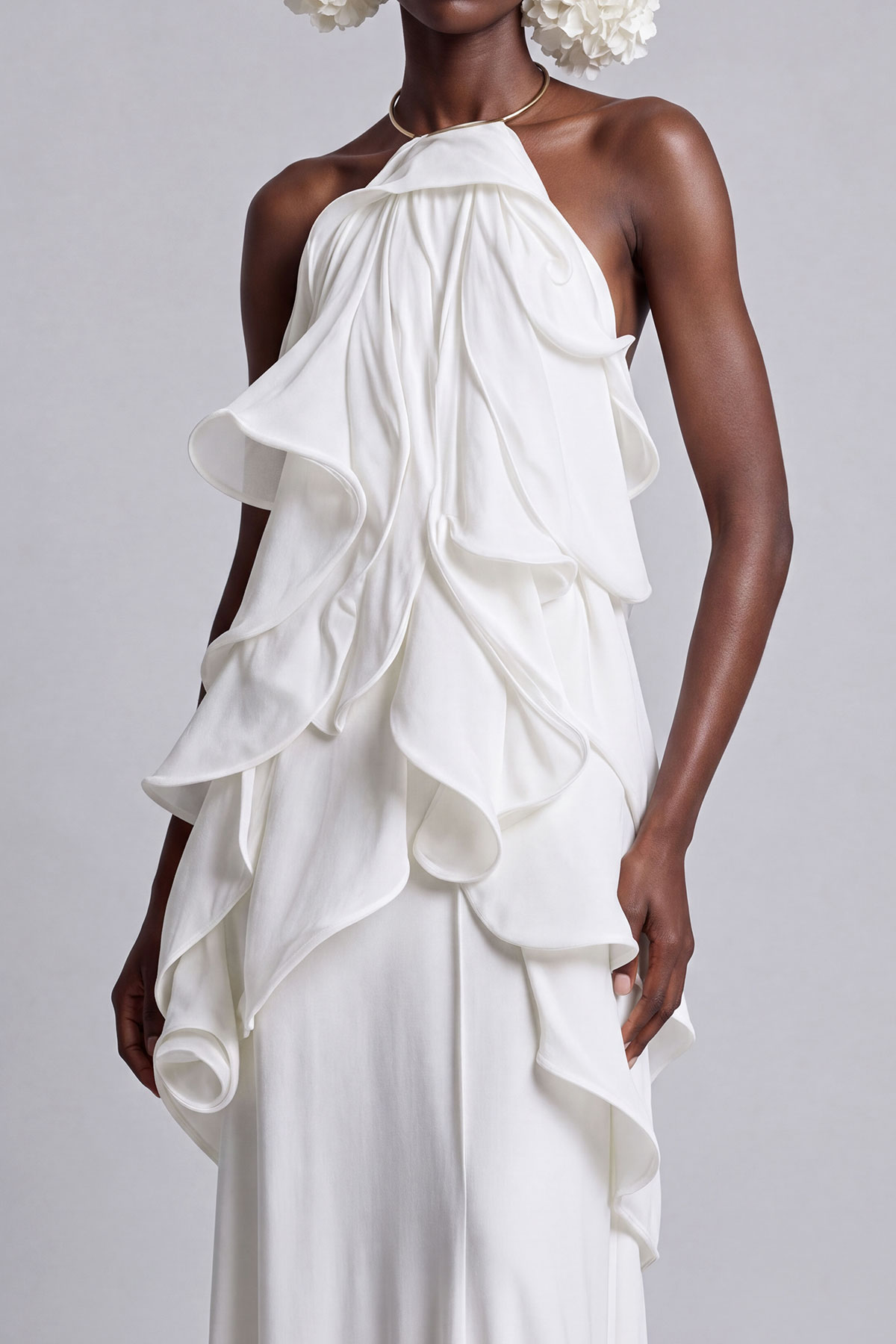 Ruffle Backless Layered Maxi Dress