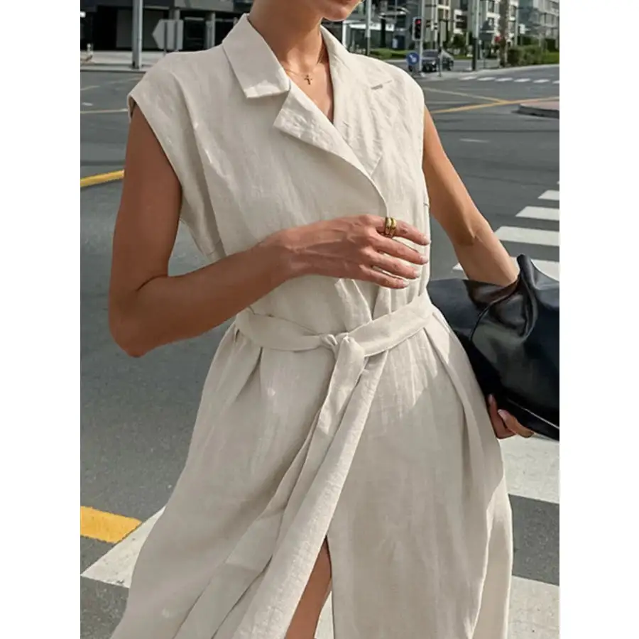 Tie Waist Cap Sleeve Maxi Dress