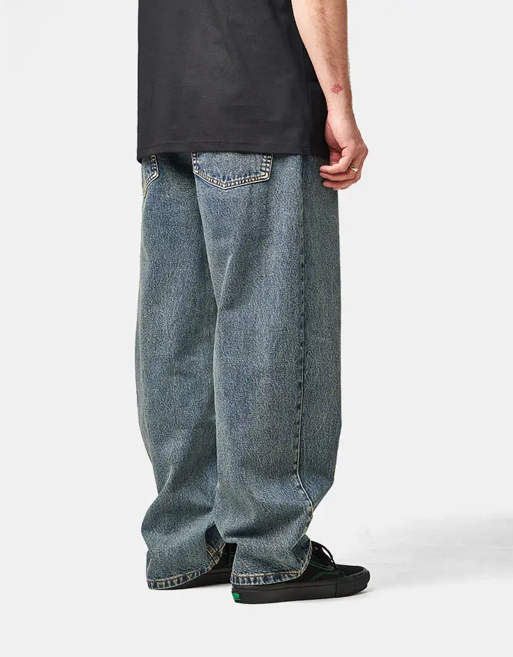 Men's Distressed Wash Baggy Stretch Jeans