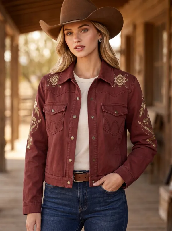 Women's Western Cowboy Floral Embroidery Floral Geometric Embroidered Jacket
