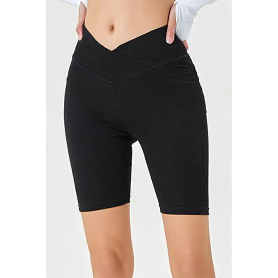 Asymmetrical Waist Denim Shorts with Pockets
