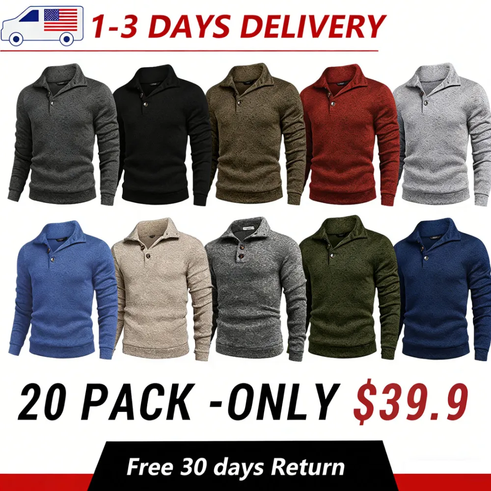 🧶 Men's Fitted Long Sleeve Pullover Sweater