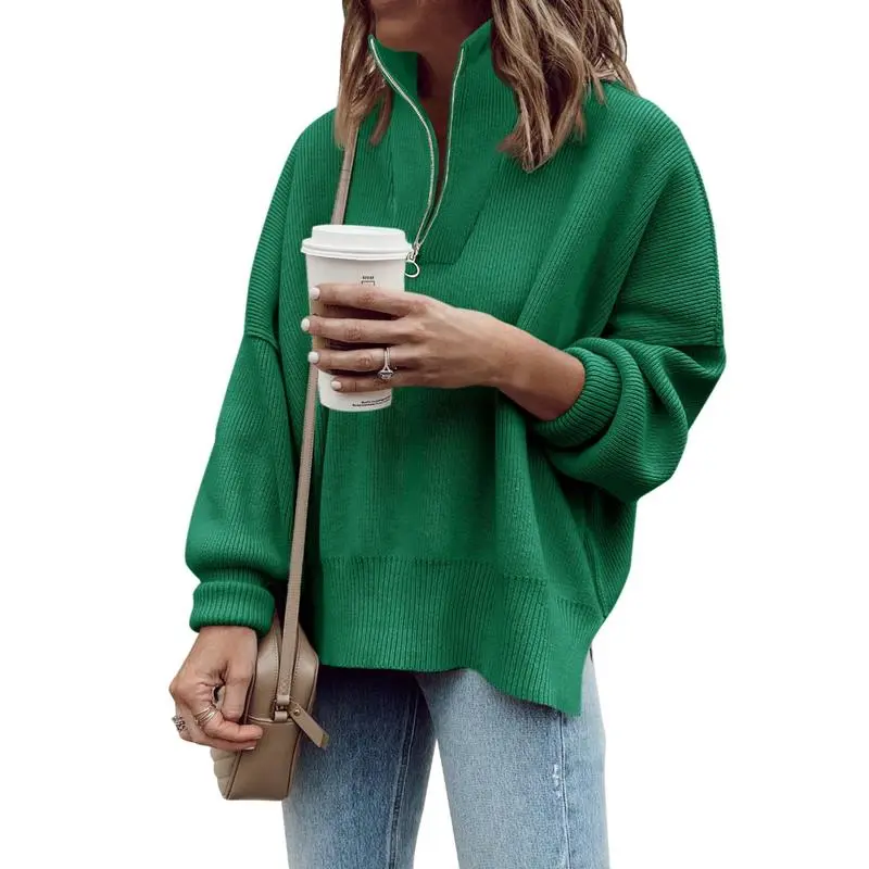 Womens Tunic Sweater Fall Long Sleeve 1/4 Zip Pullover Sweaters