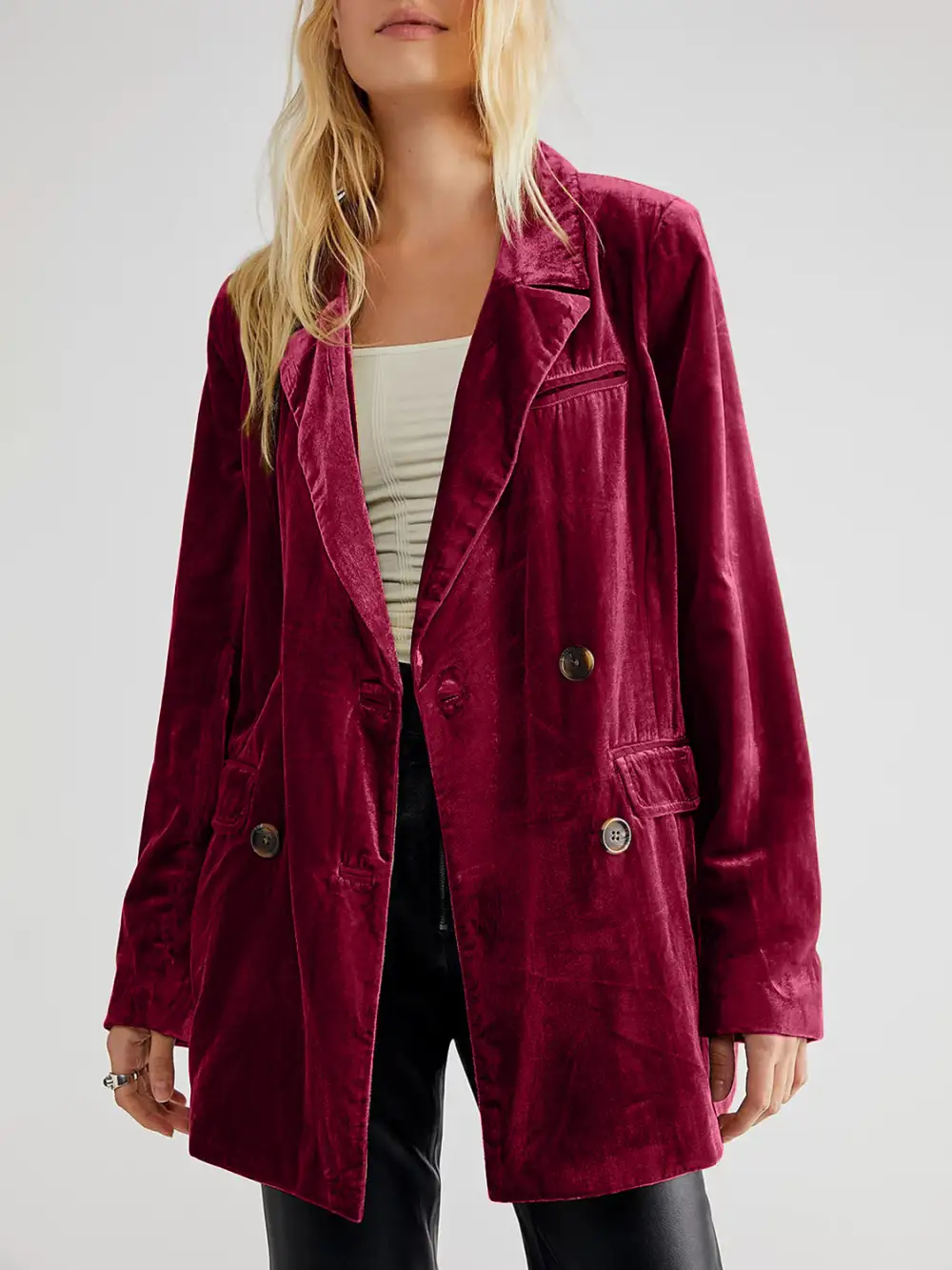 Lapel-Collar Long-Sleeve Blazer