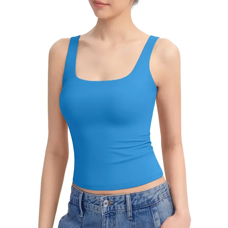 Women's Tank Top Sleeveless Double Lined Basic Tops