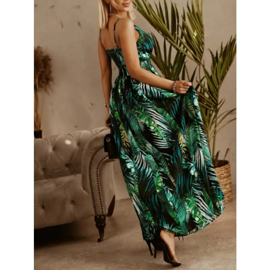 Classic Printed Spaghetti Strap Maxi Dress