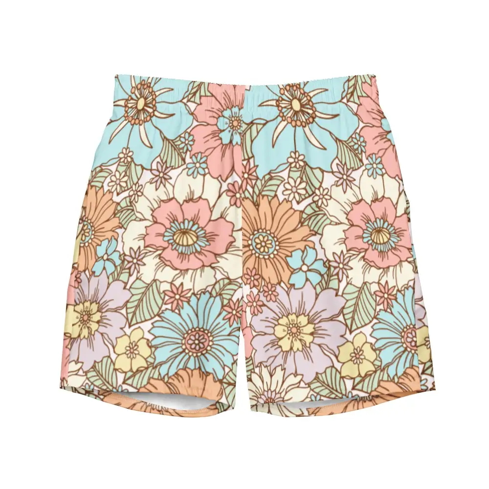 Pocketed Floral Print Swim Trunks