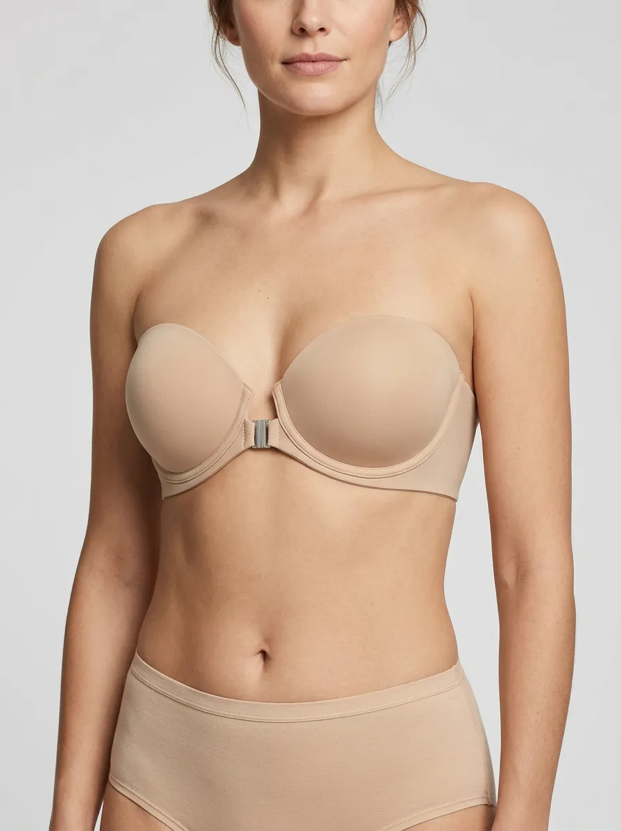 Women's Seamless Defined-Shape Front-Closure Strapless Bra