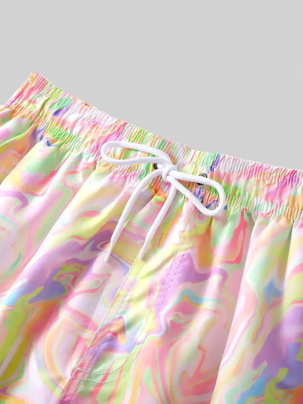 Men's Drawstring Allover Print Pocket Swim Trunks