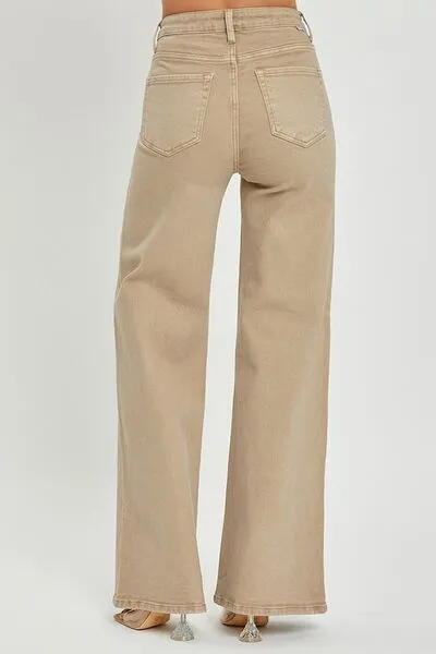 Tummy Control High Rise Wide Leg Denim Jeans