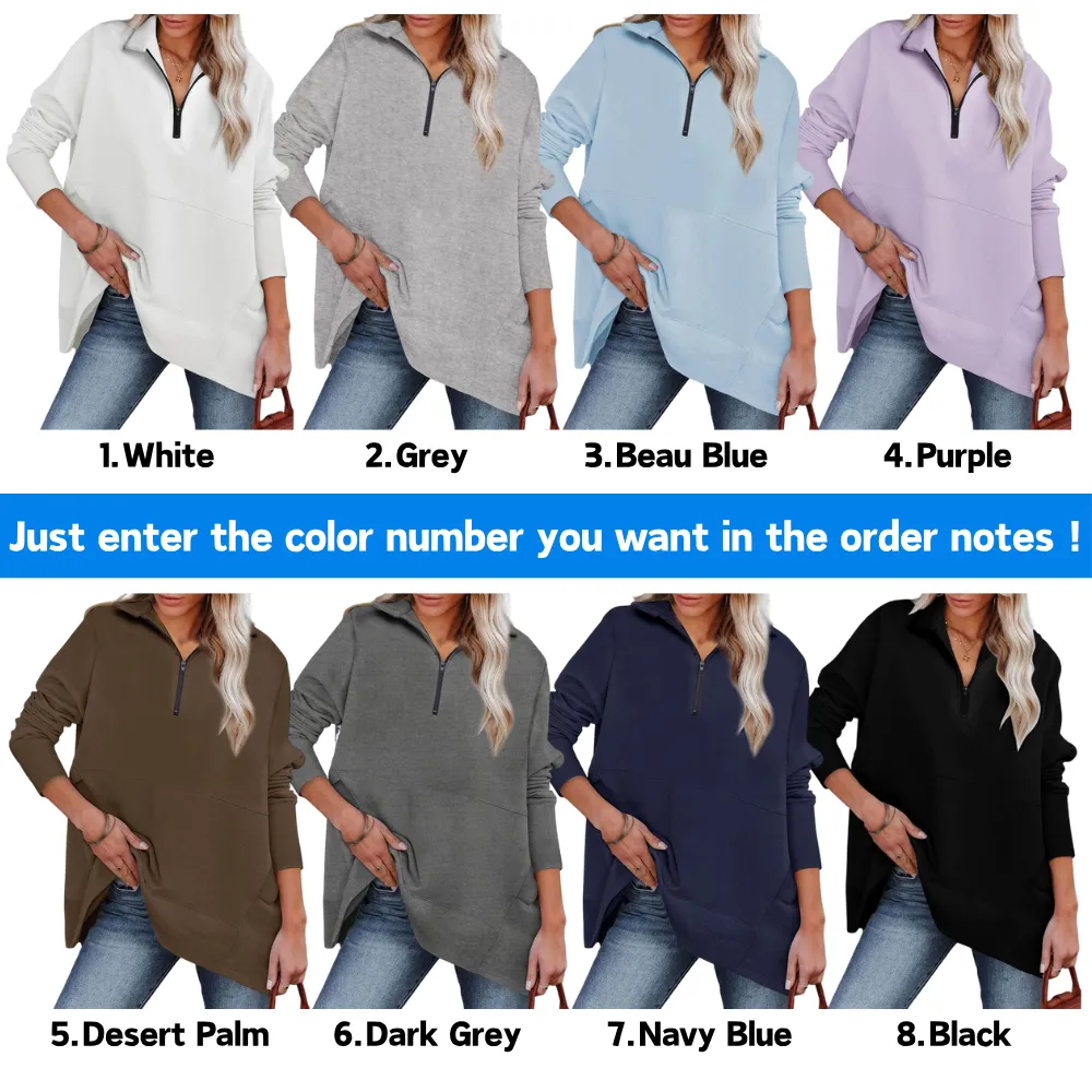 Women's Casual Oversized Half Zip Sweatshirts Long Sleeve