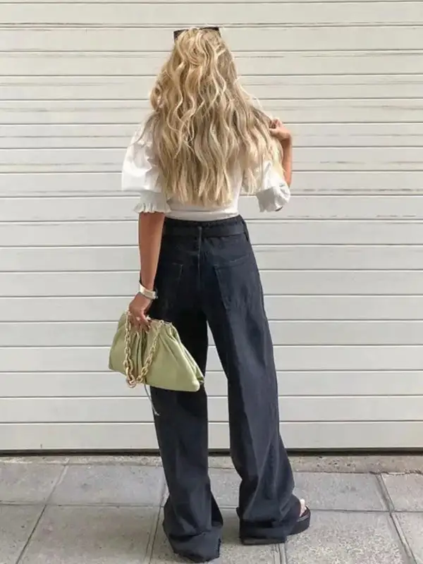 Fluid Polished Denim Jeans