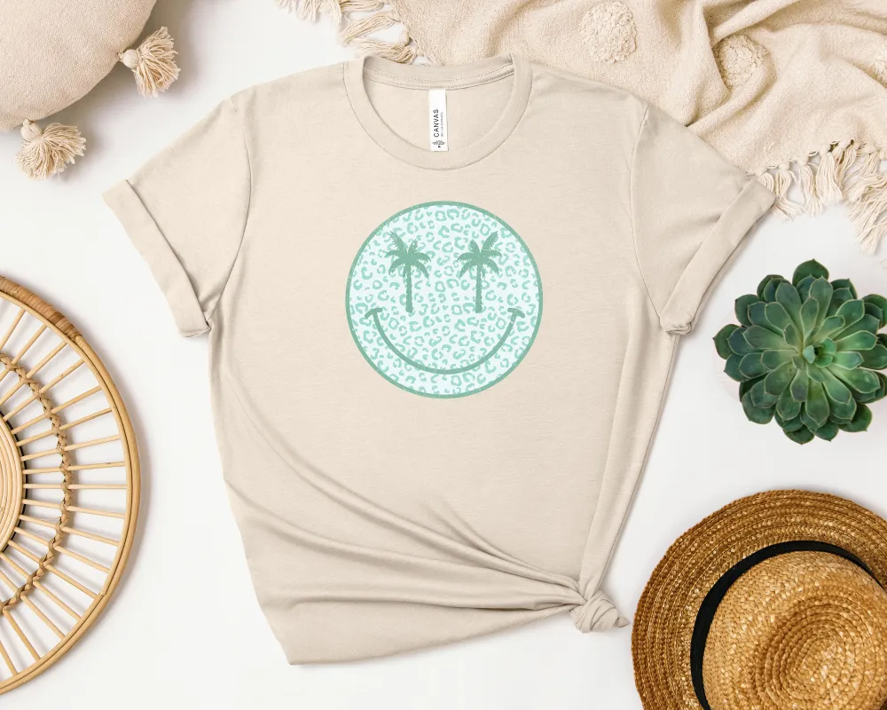 Palm Tree Smiley Graphic Everyday Tee