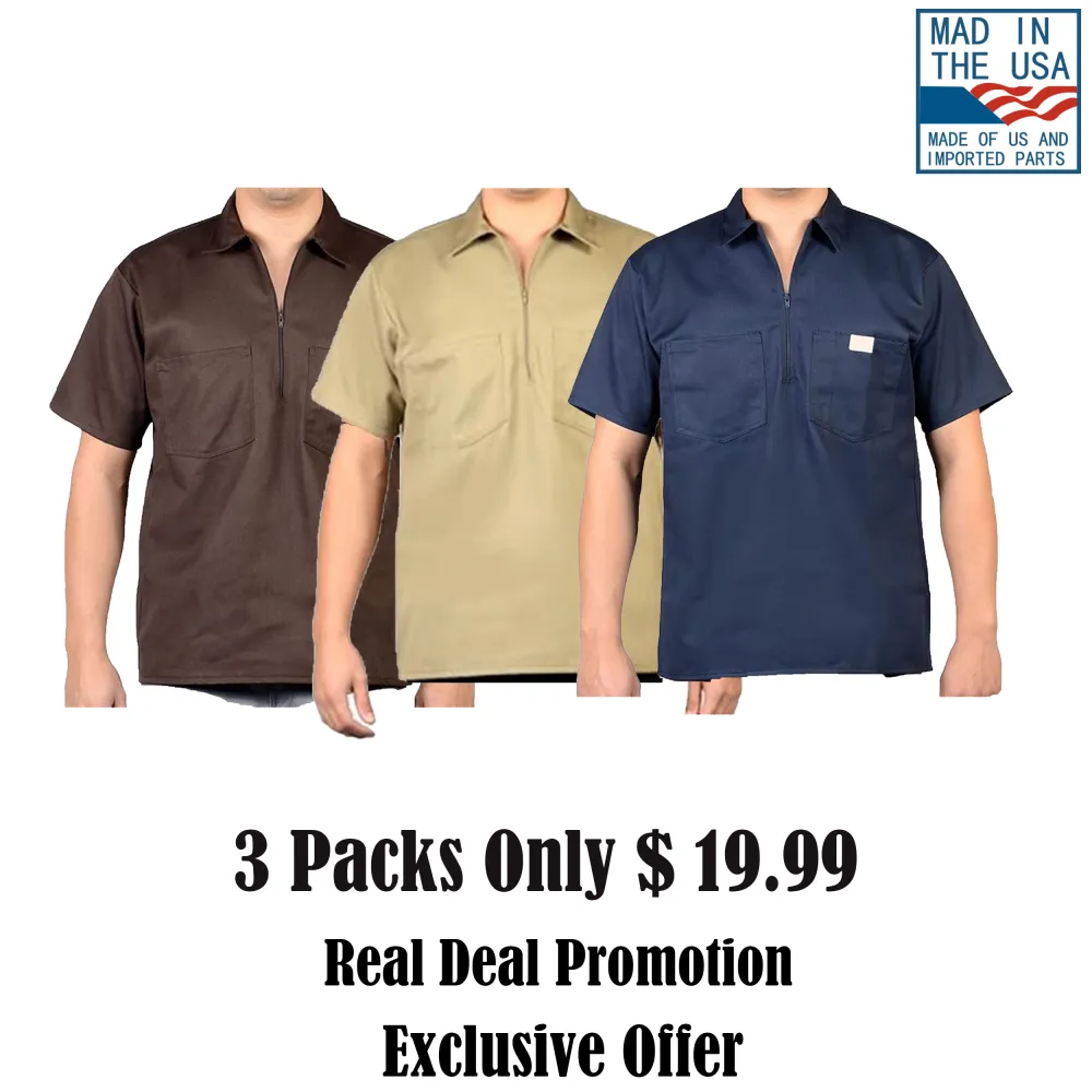 🧥 Short Sleeve 1/2 Zip Work Shirt – Built for Comfort. Made to Last.  🔥 Limited-Time Offer — 60% OFF This Week Only!