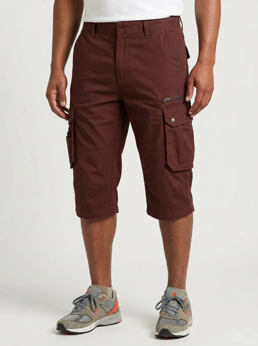 Men's Olive Green Multi-Pocket Tactical Cargo Shorts