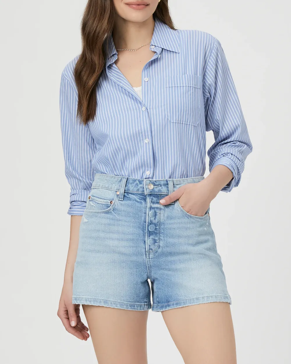 Light Blue Denim High Waisted Shorts