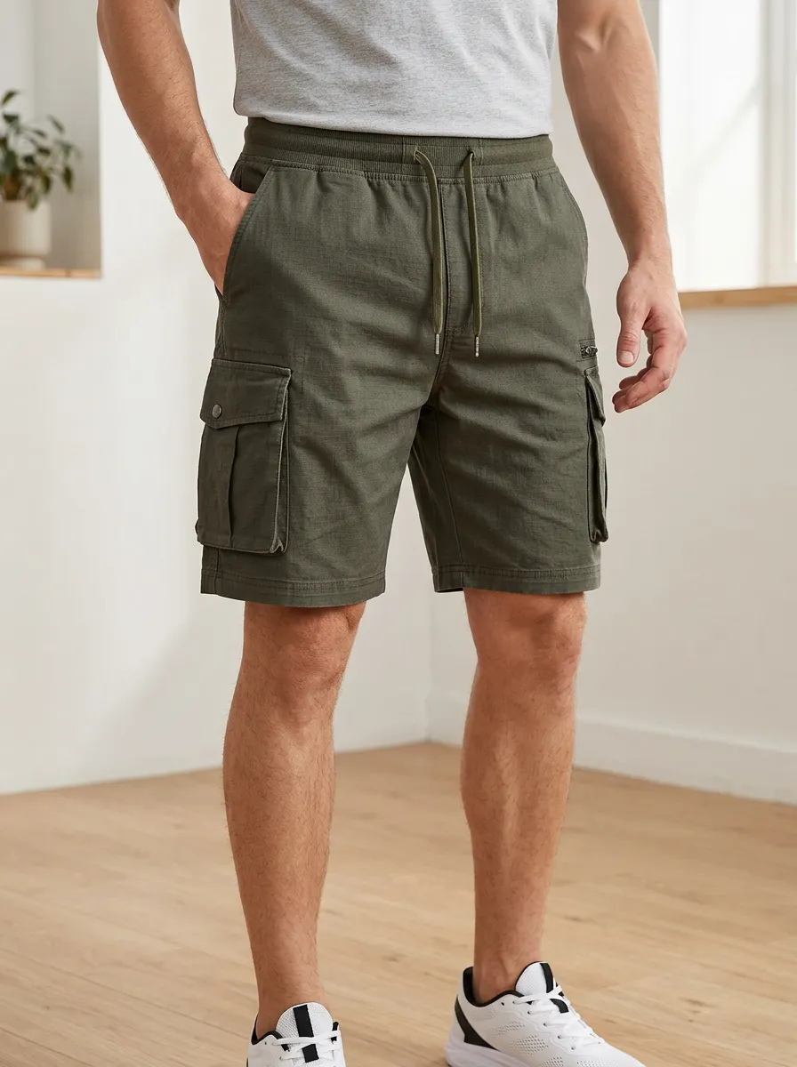 Men's Casual Outdoor Olive Green Cargo Shorts