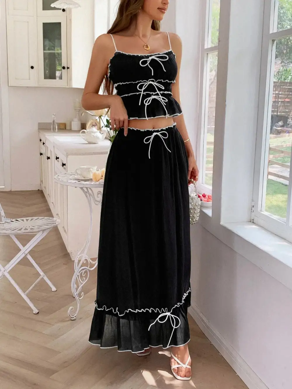 Square Neck Ruched Coordinated Set