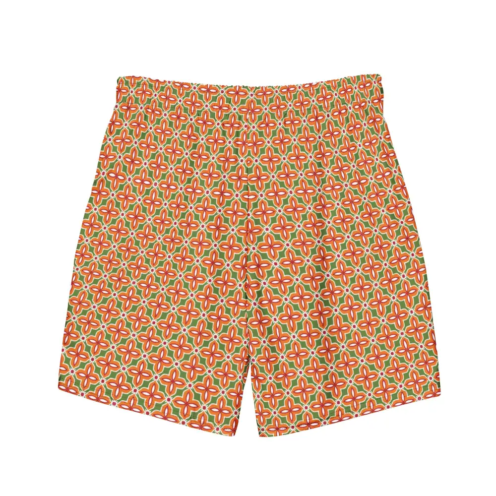 Quick Dry Tropical Print Swim Trunks