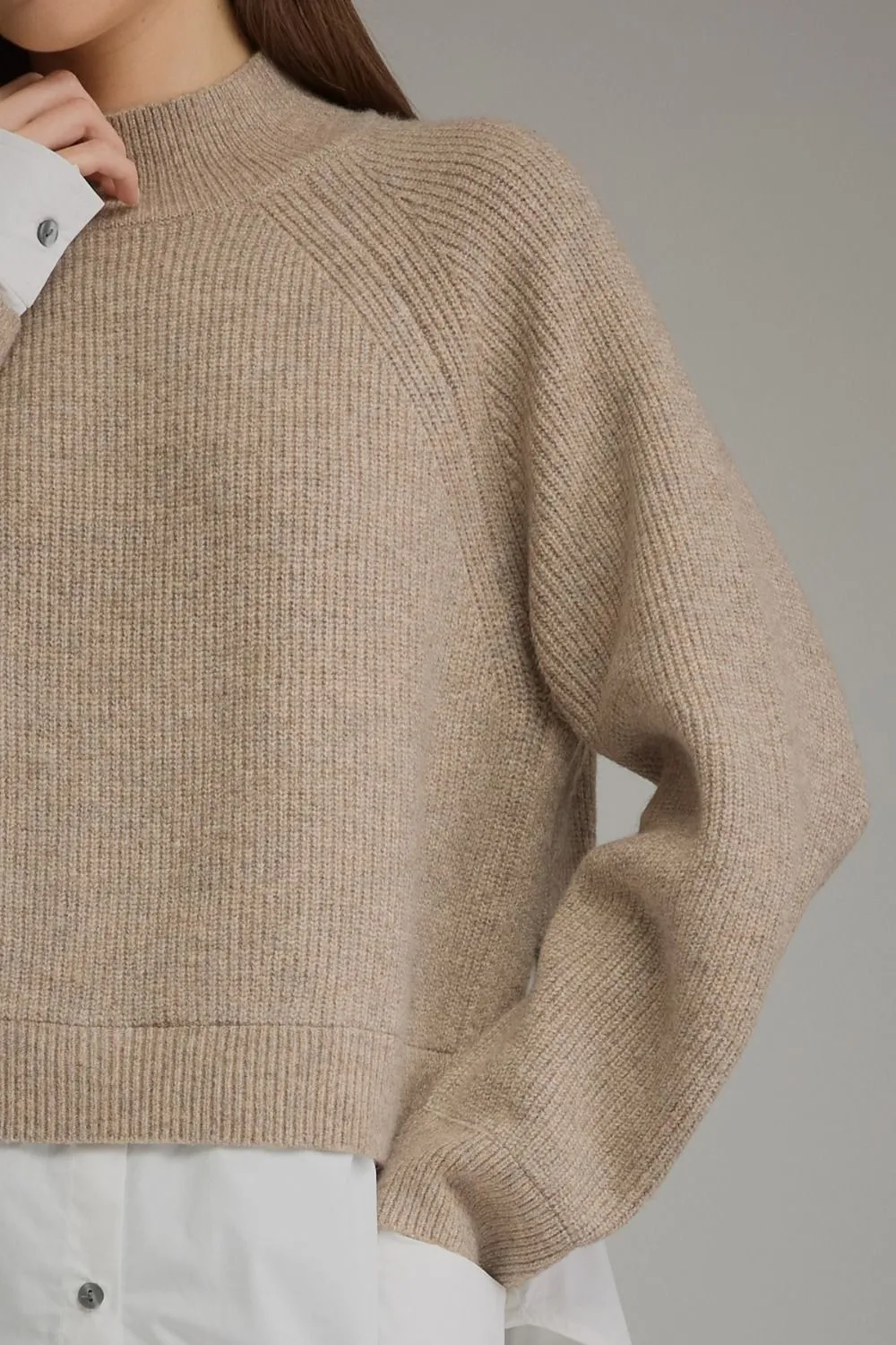 Sweater With Layered Shirt Detail