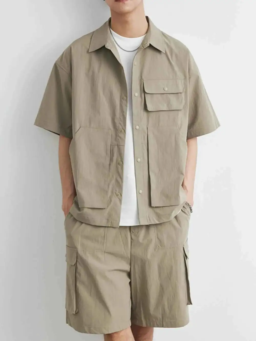 Relaxed Button Up Short Sleeve Shirt and Shorts Set
